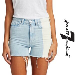 7 For All Mankind High Waist Fray Hem Denim Shorts